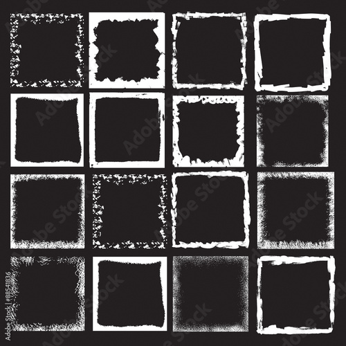 Vector vintage grunge black, white and color distress border frames
