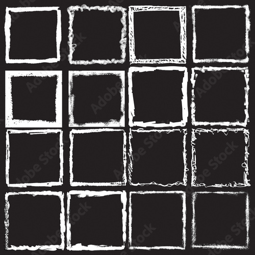 Vector vintage grunge black, white and color distress border frames