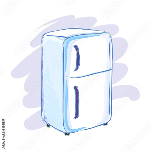 Refrigerator Hand Drawing Sketch Illustration
