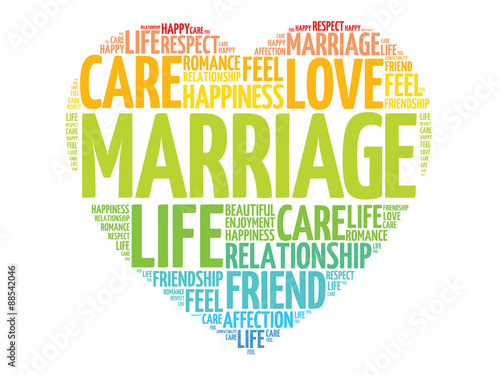 Marriage concept heart word cloud