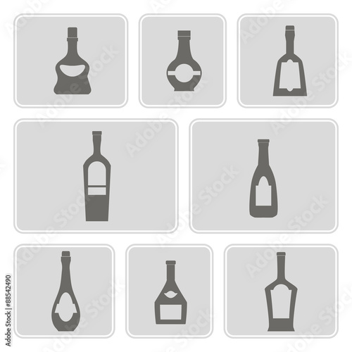 set of monochrome icons with bottles for your design