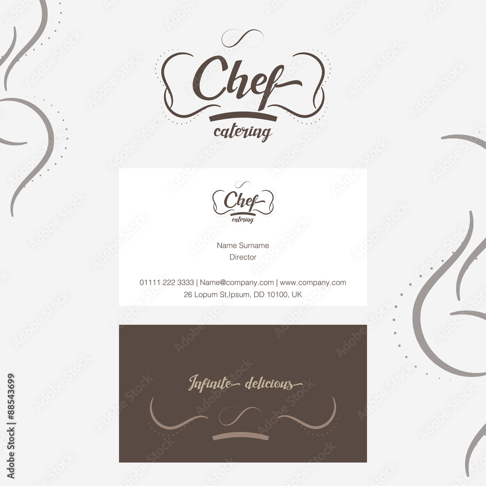 Vector : Chef catering Logo with business card in line ornament Vector : Chef catering Logo with business card in line ornament