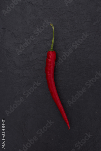 red pepper on black slate background 