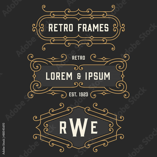 The set of elegant vintage monogram emblem and logo templates. Graceful retro business sign, identity, label for hotel, cafe, boutique, jewelry. Stock vector.