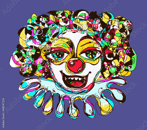 digital coloring drawing of abstract clown