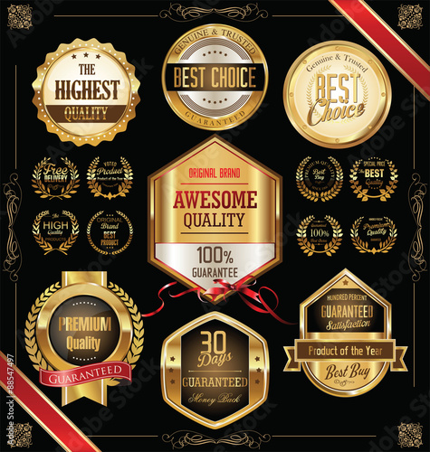 Quality golden badges and labels collection