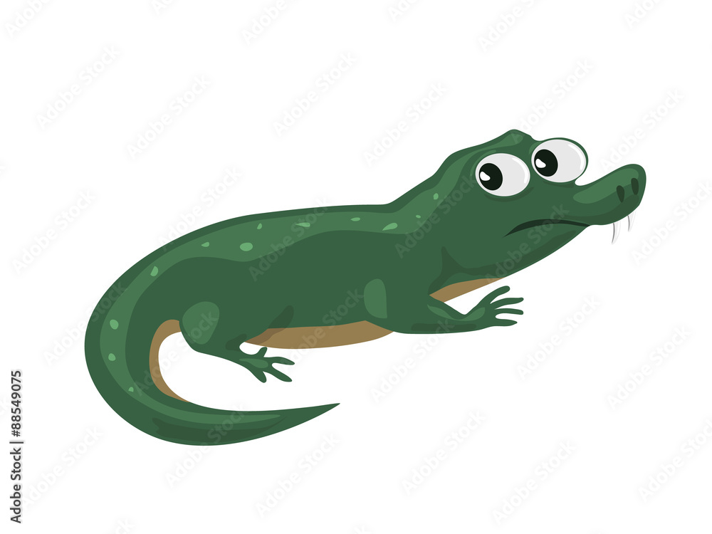 Fototapeta premium Illustration of funny cartoon crocodile on a white background