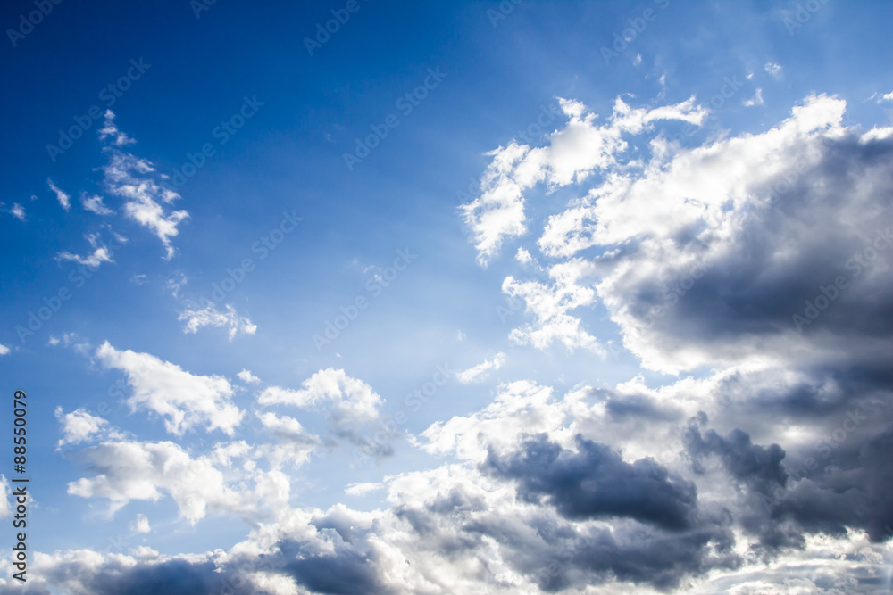 Fototapeta premium Blue cloudy sky texture.