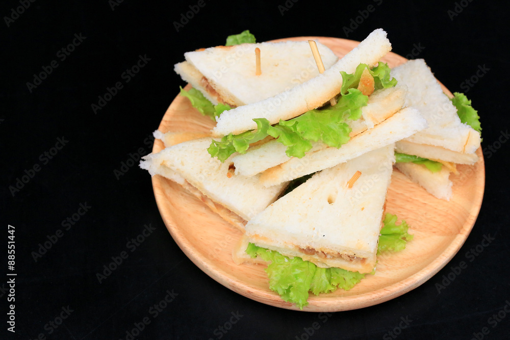 tuna sanwich on black background