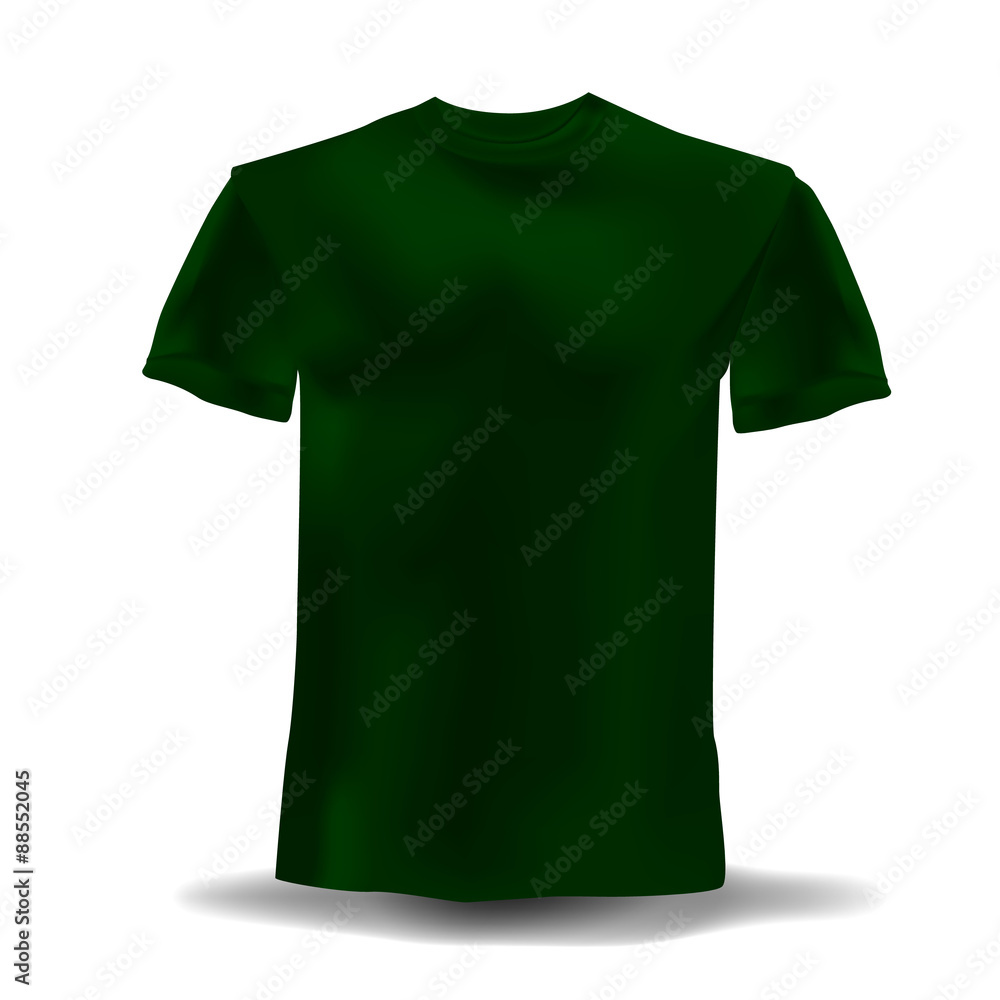 Isolated realistic dark green template t-shirts on a white background. Vector illustration Isolated realistic dark green template t-shirts on a white background. Vector illustration