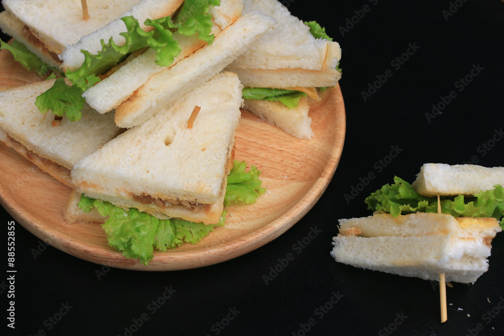 tuna sanwich on black background tuna sanwich on black background