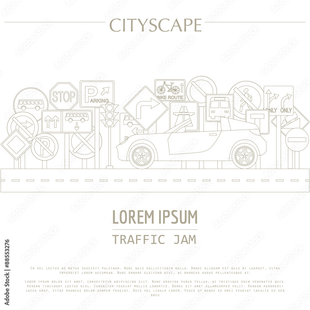 Cityscape graphic template. Modern city. Vector illustration. Tr