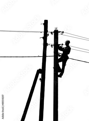 Electrician on a pole