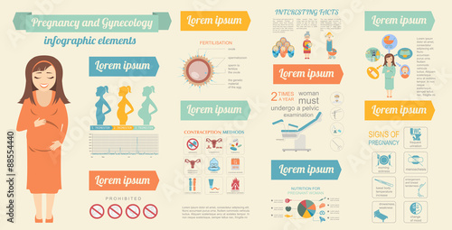 Gynecology and pregnancy infographic template. Motherhood elemen