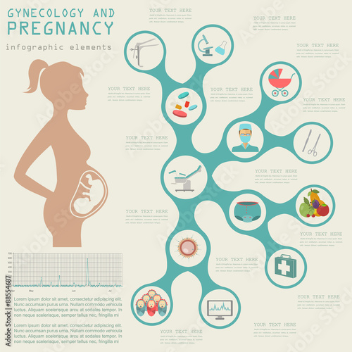 Gynecology and pregnancy infographic template. Motherhood elemen