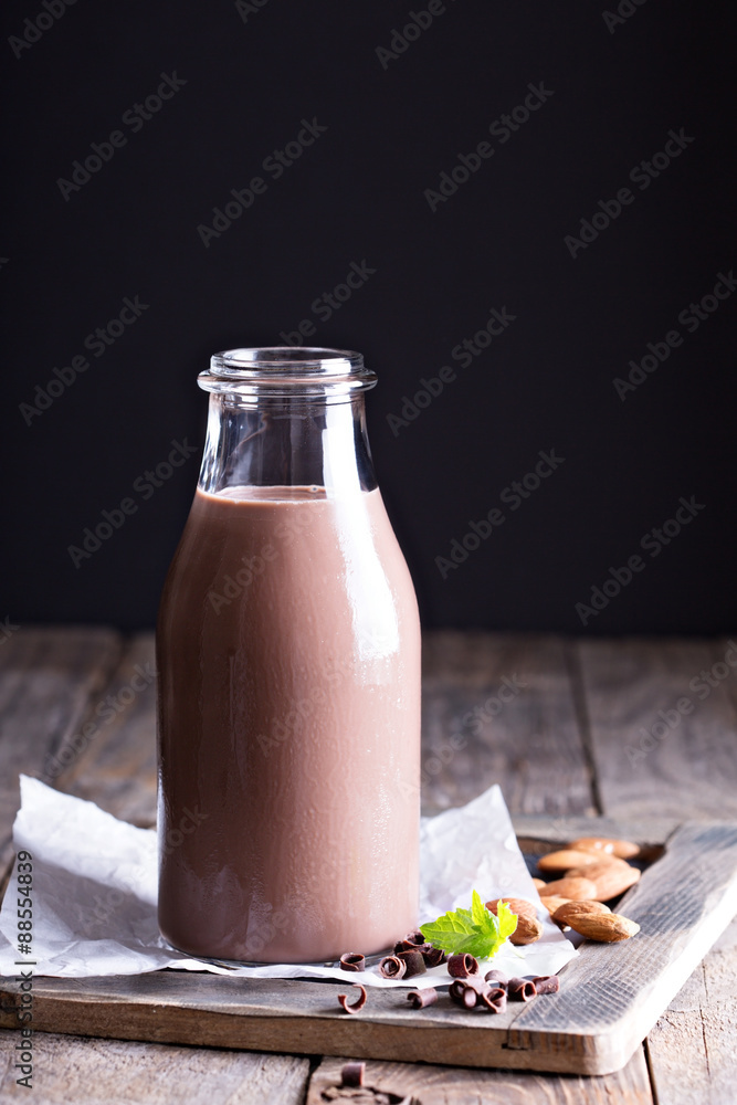 Homemade almond chocolate milk