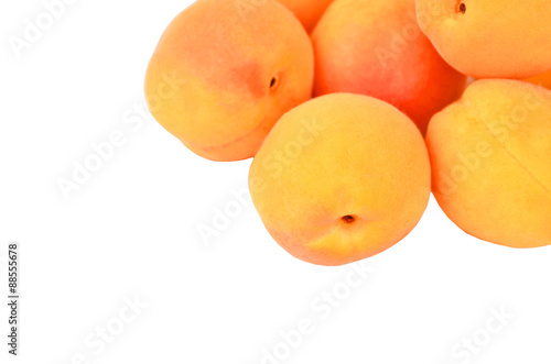 Some ripe apricot, isolated on white background