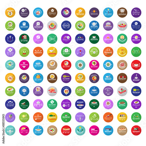 Restaurant Flat Icons Set: Vector Illustration, Graphic Design. Collection Of Colorful Icons. For Web, Websites, Print, Presentation Templates, Mobile Applications And Promotional Materials