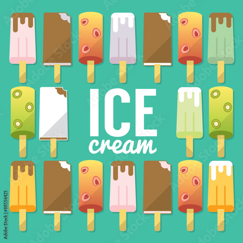 Ice cream summer set. Stylish modern flat vector illustration and design element.