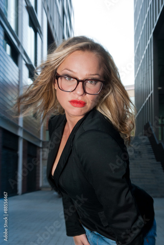 Urban young woman with glasses