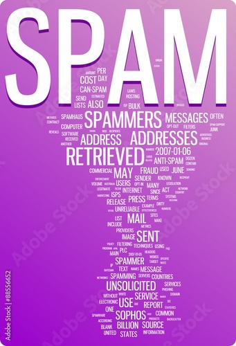 Spam word cloud illustration. Graphic tag collection