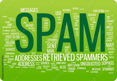 Spam word cloud illustration. Graphic tag collection