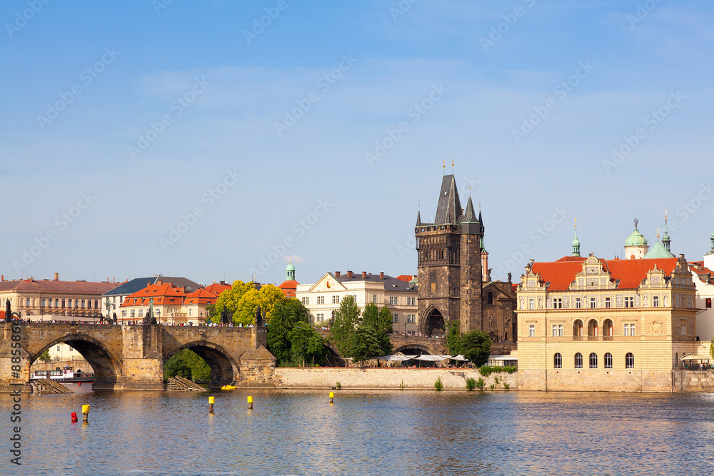 Charles Bridge and Tower in Prague in the Czech Republic
