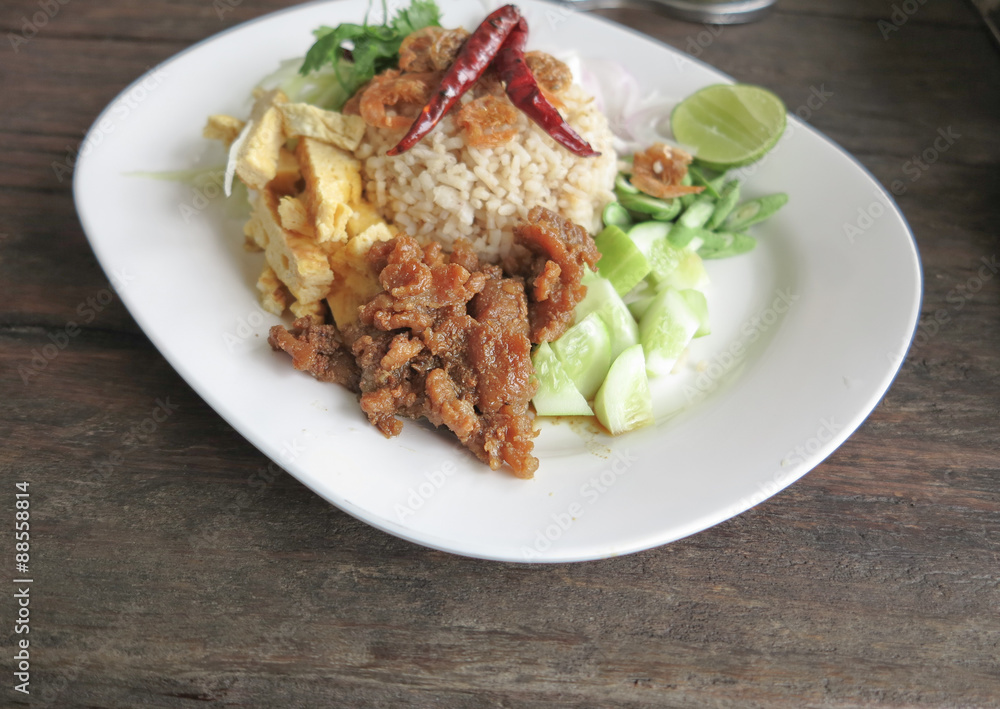 Food thai fried rice with shrimp paste Food thai fried rice with shrimp paste