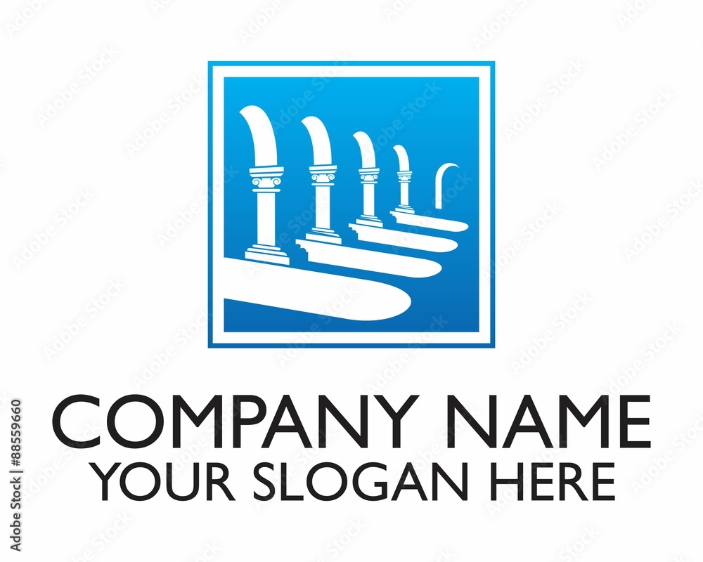 Fototapeta premium pillar construction blue logo