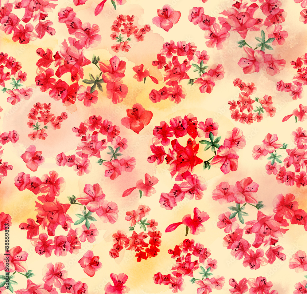 Pink watercolor flowers seamless background pattern Pink watercolor flowers seamless background pattern