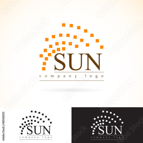 Company identity vector logo design mock up template set. abstract geometry concept sunrays radiance  icon logotype illustration. presented in dark and light colors