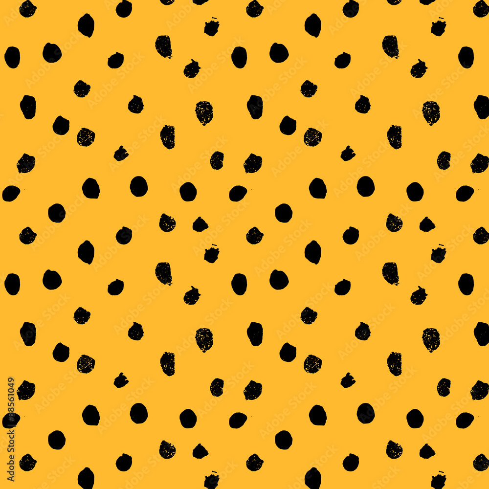 Hand drawn dots, seamless pattern, cheetah skin texture, vector illustration