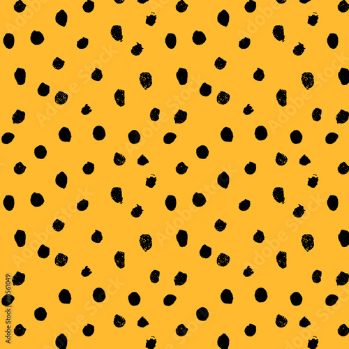 Hand drawn dots, seamless pattern, cheetah skin texture, vector illustration