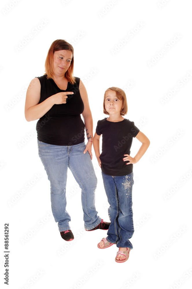 A mother is disciplining her little daughter. A mother is disciplining her little daughter.
