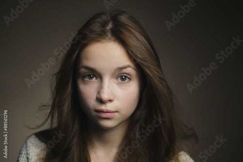 young beautiful girl studio portrait