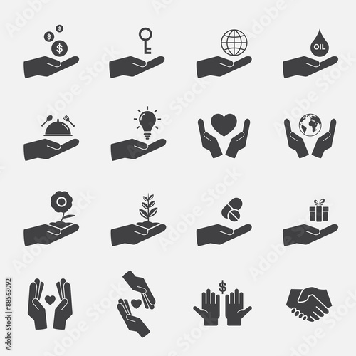 hand sign icon set.