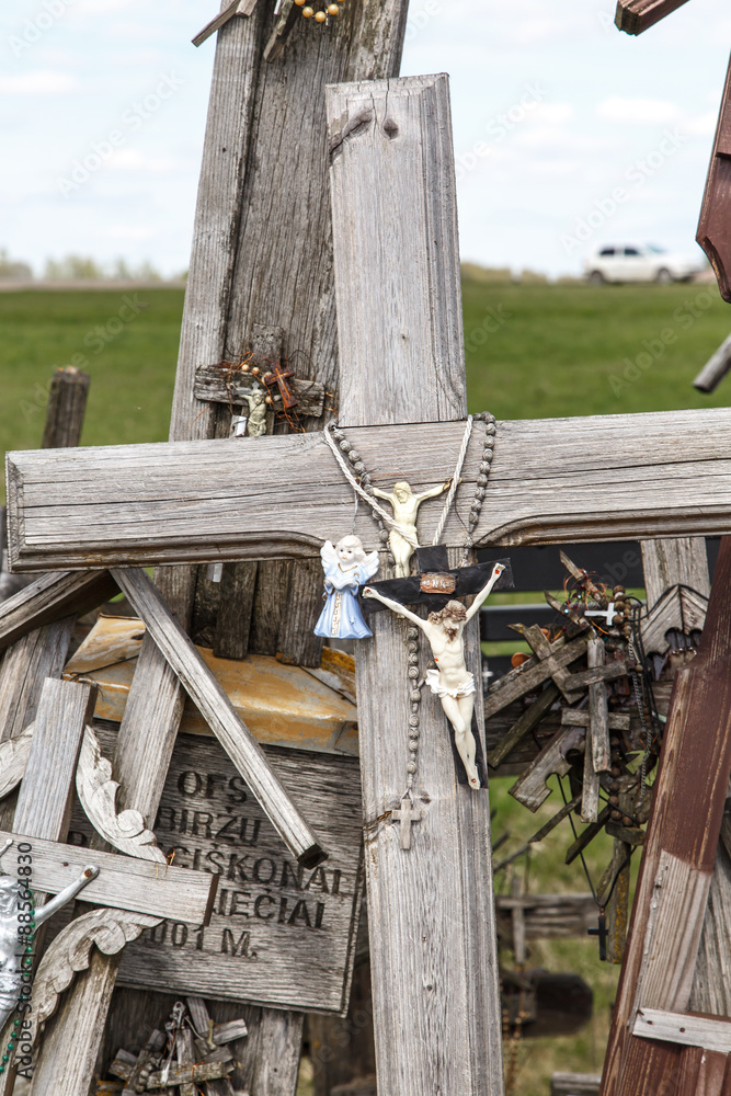 Obraz premium Hill of Crosses with Wooden Crosses