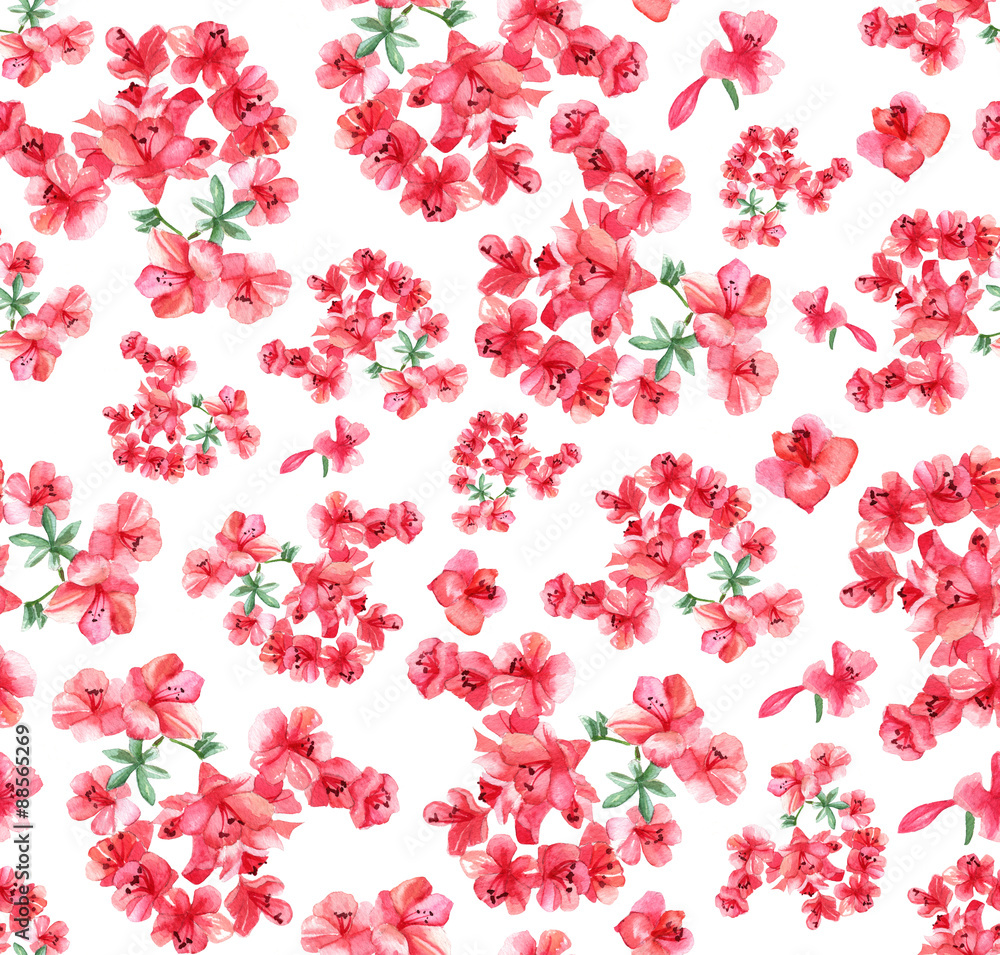 Pink watercolor flowers seamless background pattern Pink watercolor flowers seamless background pattern