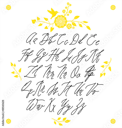 Vector set with hand written ABC letters. Calligraphy collection font from my big font collection.Wedding alphabet. Hand drawn letters. Letters of the alphabet written with a brush.