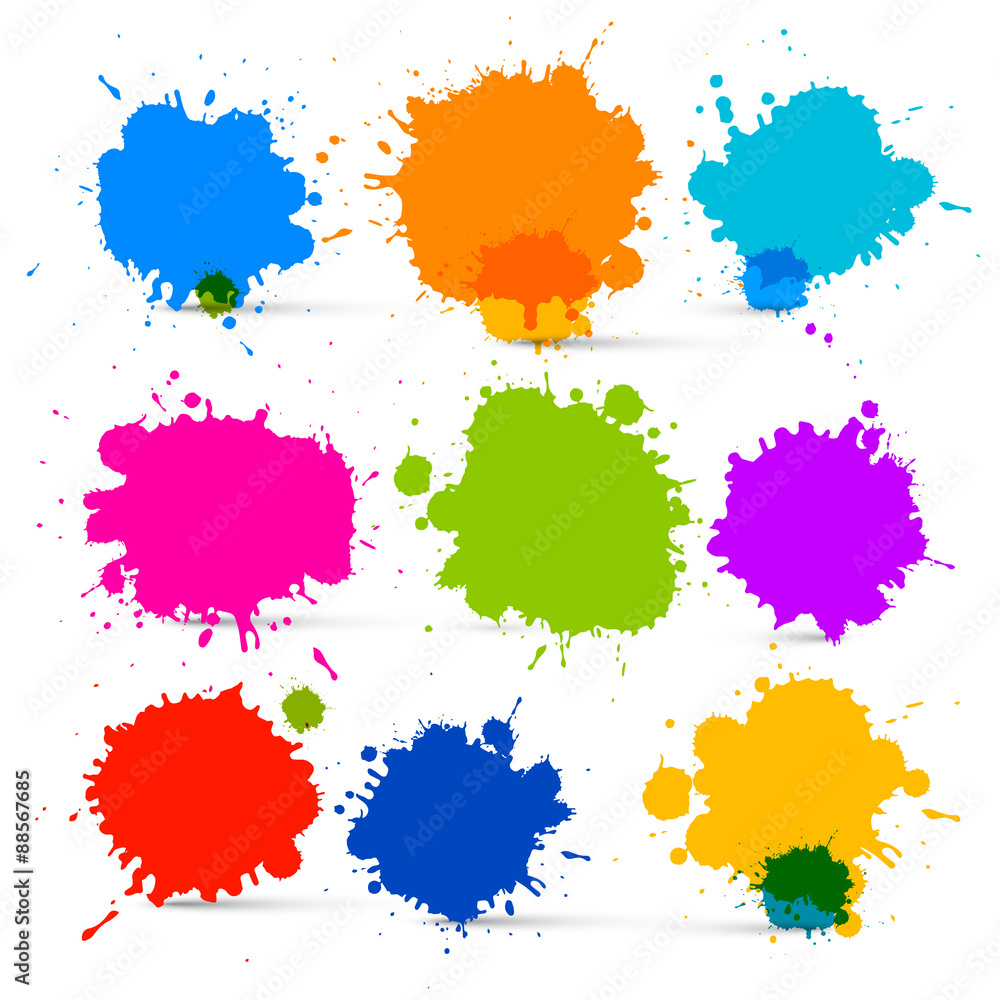 Colorful Vector Isolated Blots - Splashes Set - obrazy, fototapety, plakaty 