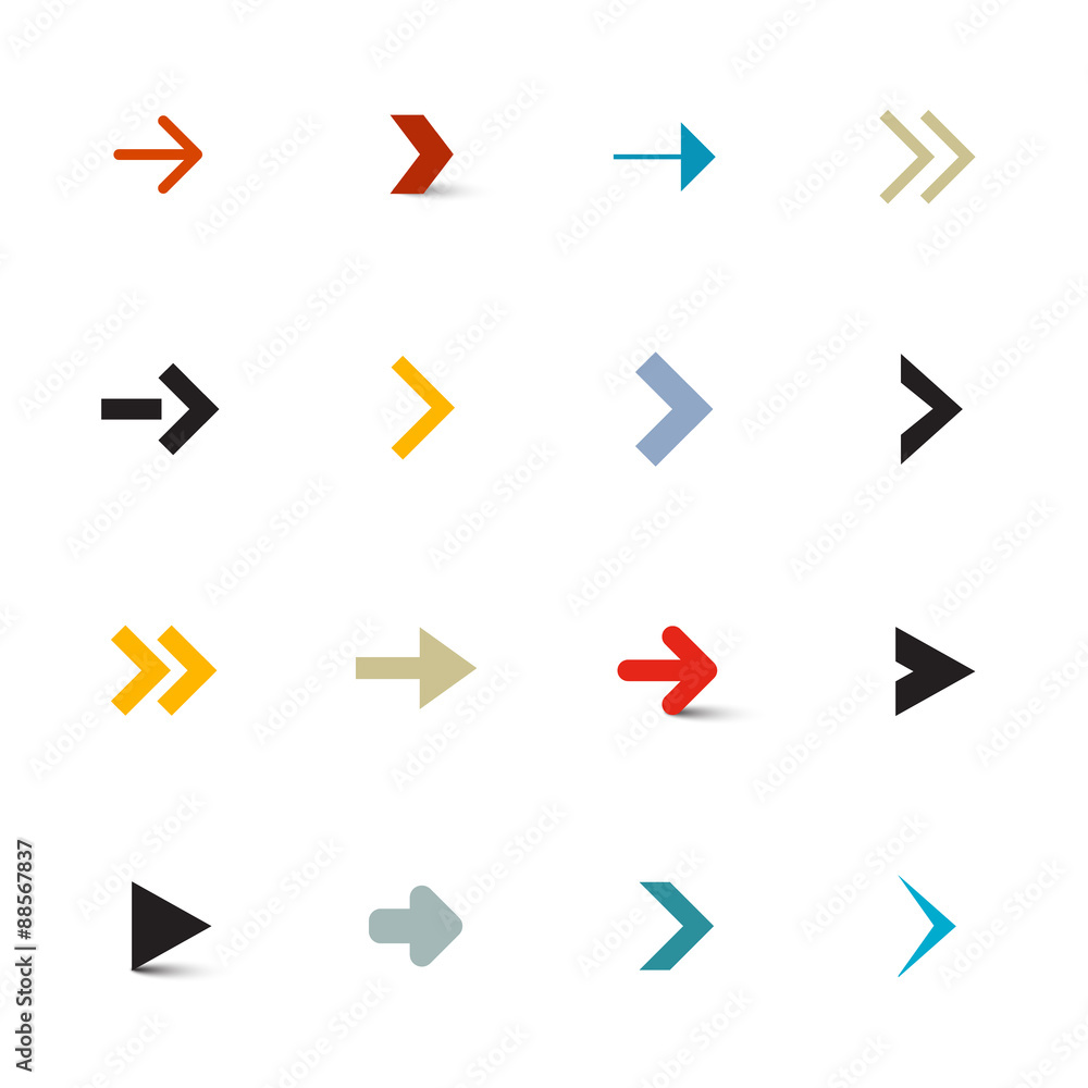 Simple Vector Arrows Set on White Background
