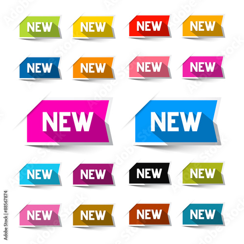 New Colorful Vector Paper Labels - Stickers Set Isolated on White Background
