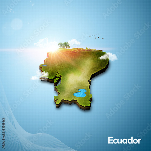 Realistic 3D Map of Ecuador