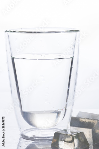 glass of drinking water and ice photo