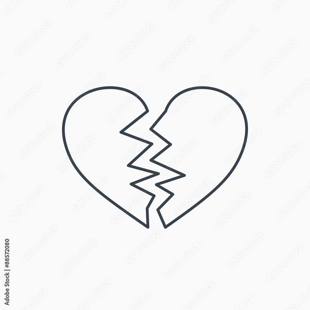 Broken heart icon. Divorce sign. Stock Vector | Adobe Stock