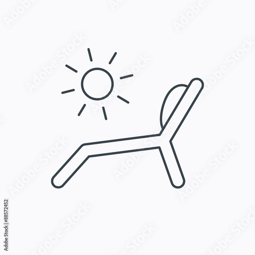 Deck chair icon. Beach chaise longue sign.