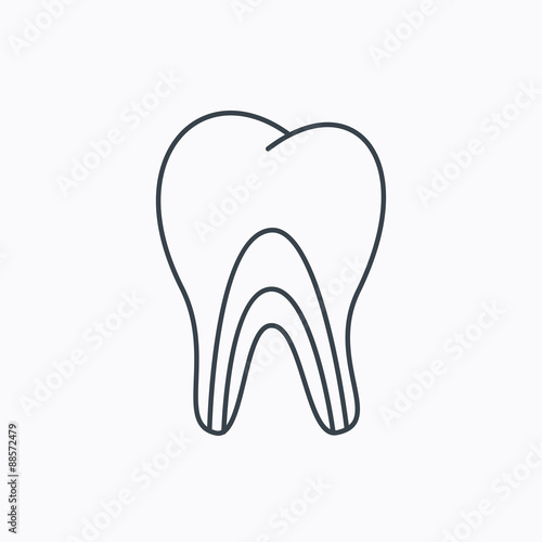 Dentinal tubules icon. Tooth medicine sign.