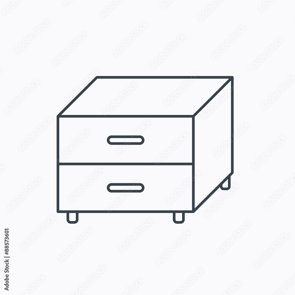 Nightstand icon. Bedroom furniture sign. Nightstand icon. Bedroom furniture sign.