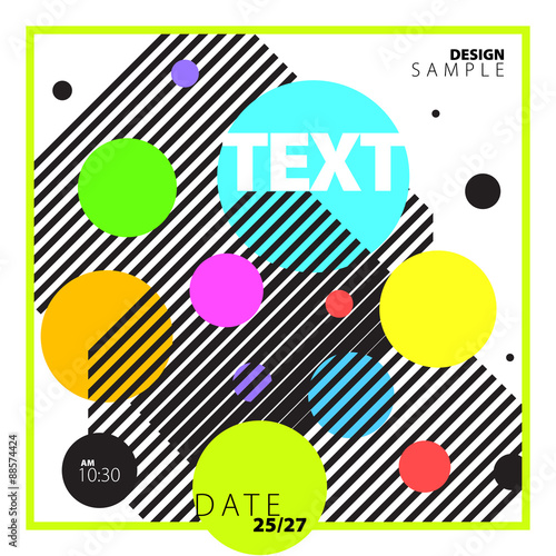 Colorful abstract geometric background with lines, circles and sample text. Best for use at posters and banners. Vector illustration