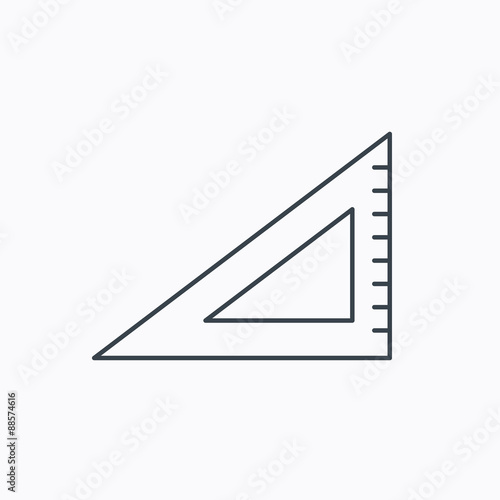 Triangular ruler icon. Straightedge sign.